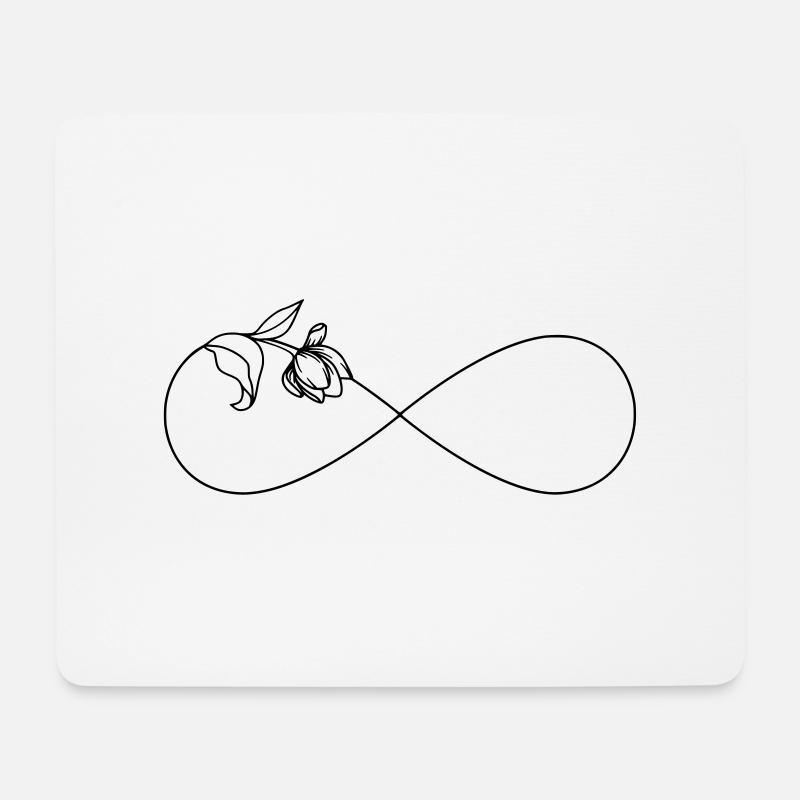 Schlichtes Unendlichkeitssymbol Infinity mit Blume - Mousepad (Querformat) - Weiß