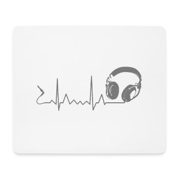 Kopfhörer Herzschlag Puls Beat EKG Musik - Mousepad (Querformat) - Weiß - Vorne