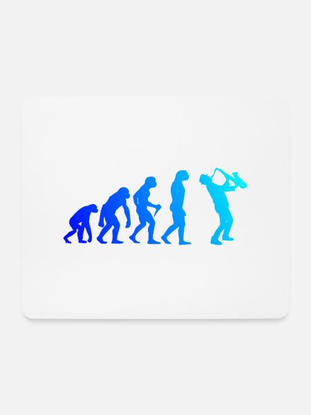 Saxophon Evolution Saxophonist Sax Herren Jungen - Mousepad (Querformat) - Weiß