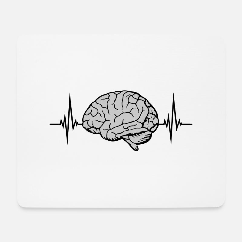 Herzschlag Puls Gehirn - Mousepad (Querformat) - Weiß