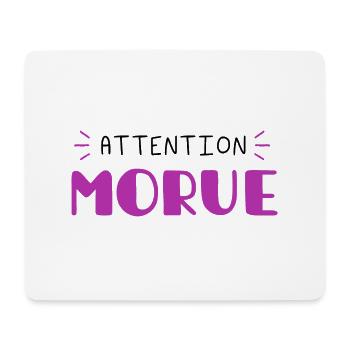 Attention morue cadeau humour femme copine morue - Tapis de souris (format paysage) - blanc - Devant
