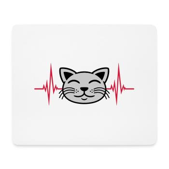Puls Katze Gesicht glücklich - Mousepad (Querformat) - Weiß - Vorne