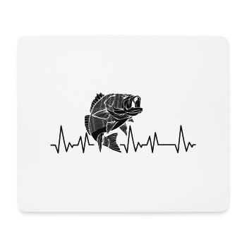 Pêche Poisson Pêcheur Cadeau Idée Heartbeat - Tapis de souris (format paysage) - blanc - Devant