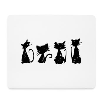 black cats sketches silhouettes drawing hand free hand - Mouse Pad (horizontal) - white - Front