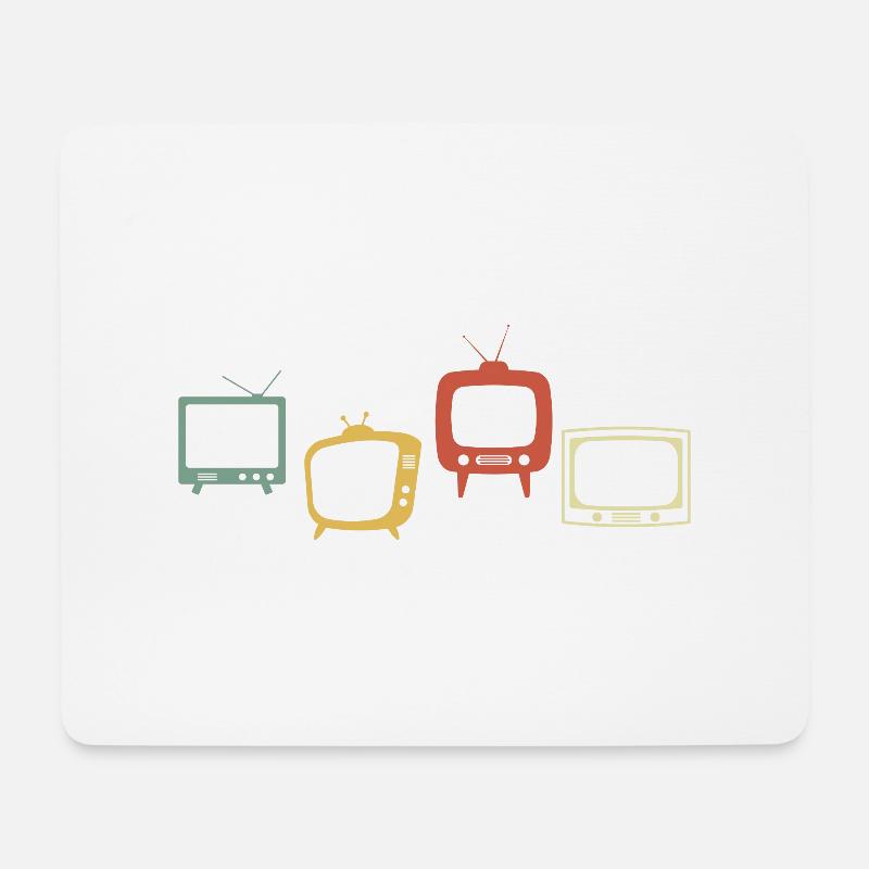 Vintage-Retro-Fernseher - Mousepad (Querformat) - Weiß