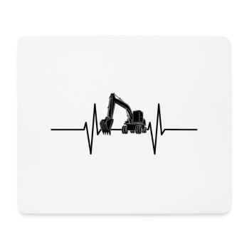 Heartbeat with excavator - Mouse Pad (horizontal) - white - Front