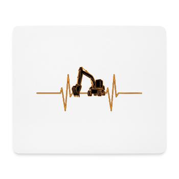 Heartbeat with excavator - Mouse Pad (horizontal) - white - Front