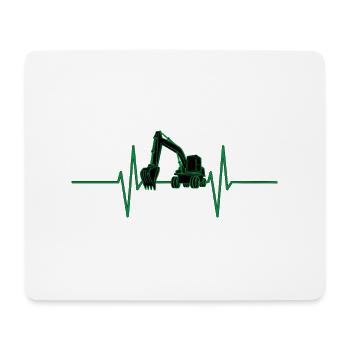 Heartbeat with excavator - Mouse Pad (horizontal) - white - Front