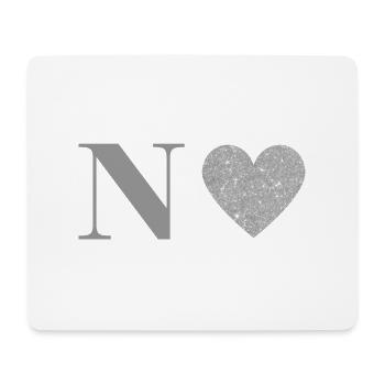 Silberner Buchstabe n Herz - Mousepad (Querformat) - Weiß - Vorne