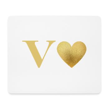 Buchstabe v goldenes Herz - Mousepad (Querformat) - Weiß - Vorne