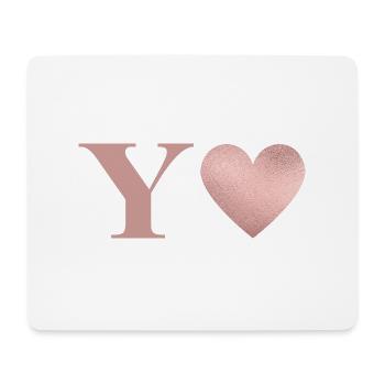 Letter y heart rose gold - Mouse Pad (horizontal) - white - Front