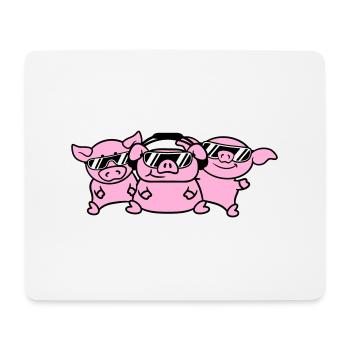 3 DJ Party Schweine Team Drei Freunde Party Crew - Mousepad (Querformat) - Weiß - Vorne