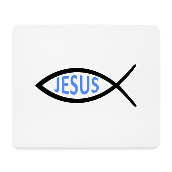 Symbole du poisson de Jésus - Tapis de souris (format paysage) - blanc - Devant