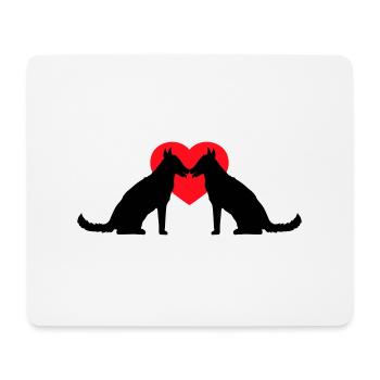 2 chiens amour coeur équipe assis deux amis équipage - Tapis de souris (format paysage) - blanc - Devant