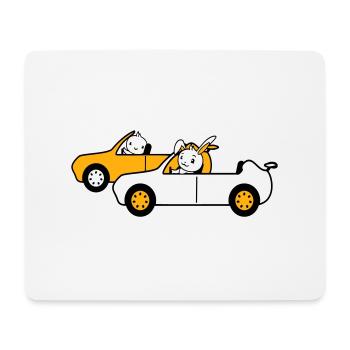 Hase Vogel Küken 2 Auto fahren Team Zwei Freunde - Mousepad (Querformat) - Weiß - Vorne