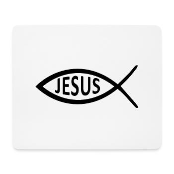 Symbole du poisson de Jésus - Tapis de souris (format paysage) - blanc - Devant