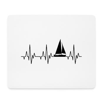 Heartbeat ECG sailing sailboat sailing ship - Mouse Pad (horizontal) - white - Front