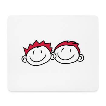 2 freunde kopf gesicht paar familie gemalt kind kr - Mousepad (Querformat) - Weiß - Vorne