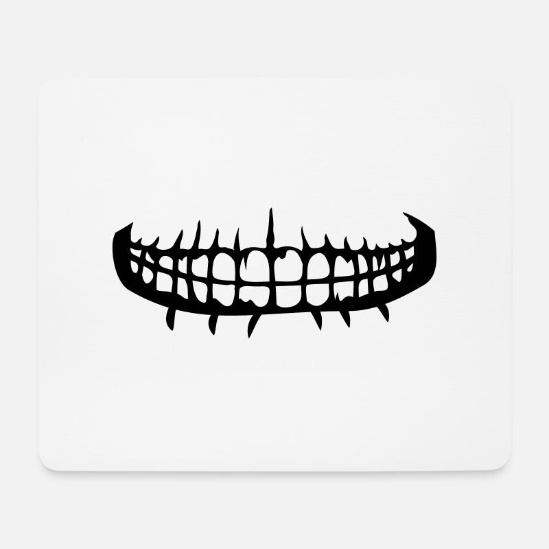 grinsen zaehne mund horror halloween gruselig boes - Mousepad (Querformat) - Weiß
