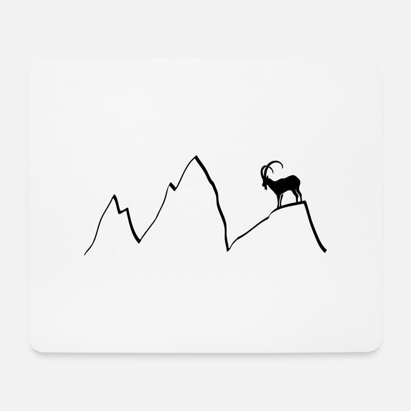 steinbock berge klettern alpen gams ziegenbock - Mousepad (Querformat) - Weiß