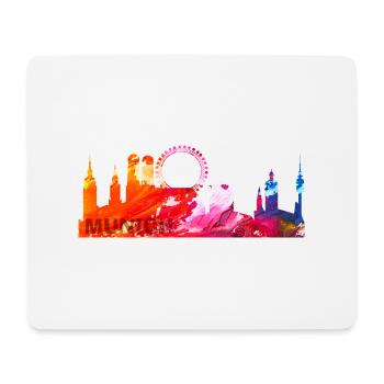 Munich, Munich Skyline, Bavière, Allemagne - Tapis de souris (format paysage) - blanc - Devant
