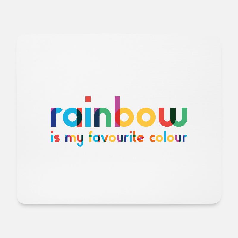 Rainbow - Favourite Colour - Typography - Mousepad (Querformat) - Weiß