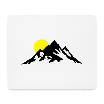 Berg und Sonnenaufgang, Berge - Mousepad (Querformat) - Weiß - Vorne
