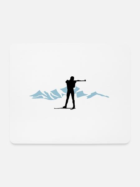 Biathlon und Berg - Mousepad (Querformat) - Weiß