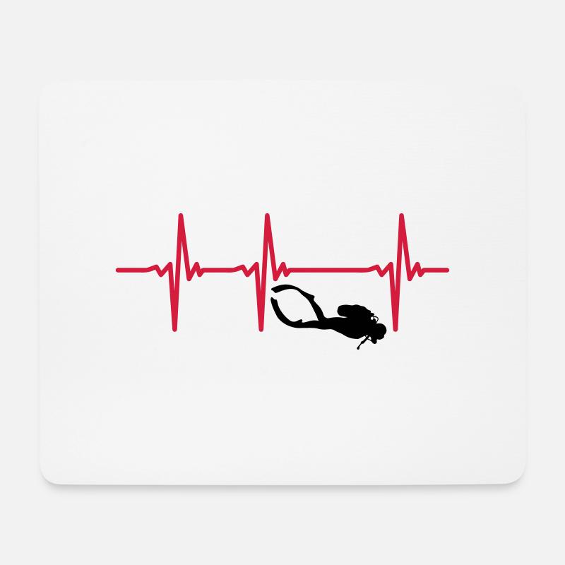 Herzschlag Tauchen mit Gerät - Gerätetauchen - Mousepad (Querformat) - Weiß
