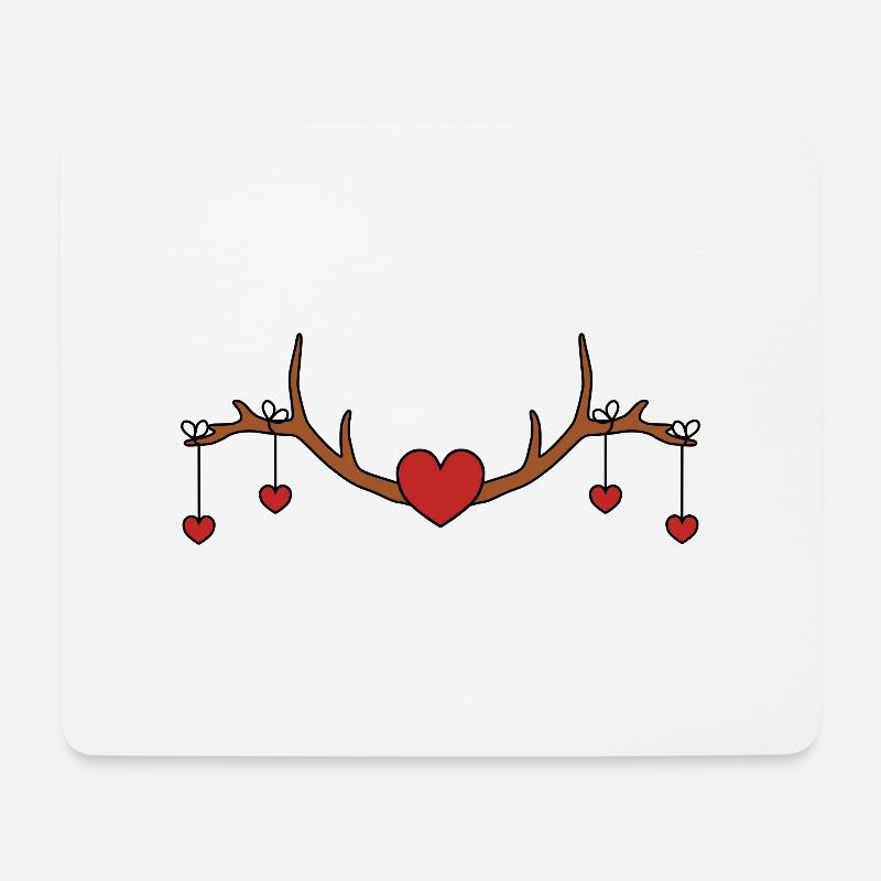 Geweih Dekoration Trachten Herzen - Mousepad (Querformat) - Weiß