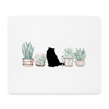 Cats and plants kitten florist cactus - Mouse Pad (horizontal) - white - Front