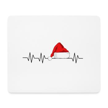Weihnachtsmütze im Herzschlag - Mousepad (Querformat) - Weiß - Vorne