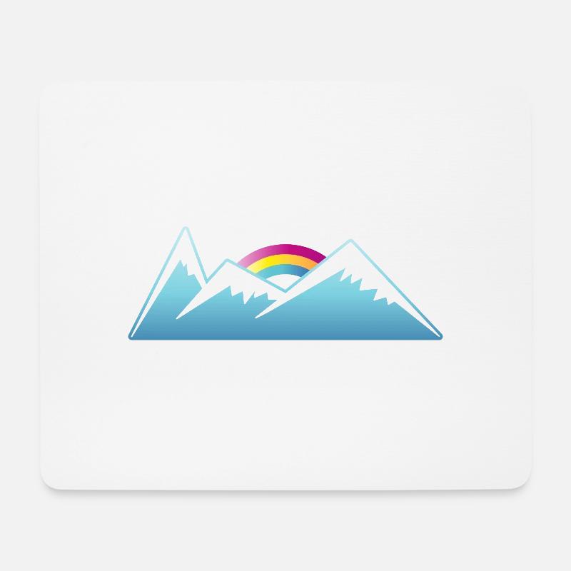 Berge Schnee Regenbogen Winter Ski - Mousepad (Querformat) - Weiß