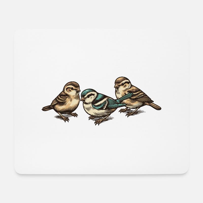 Drei kleine Vögelchen - Mousepad (Querformat) - Weiß