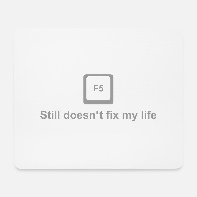 F5 Shirt – Funny Refresh Joke for Nerds & Devs - Mousepad (Querformat) - Weiß