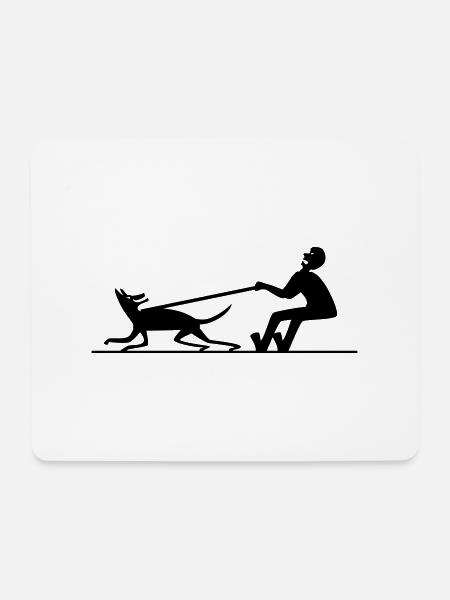 Hund zieht Mann 2 - Mousepad (Querformat) - Weiß