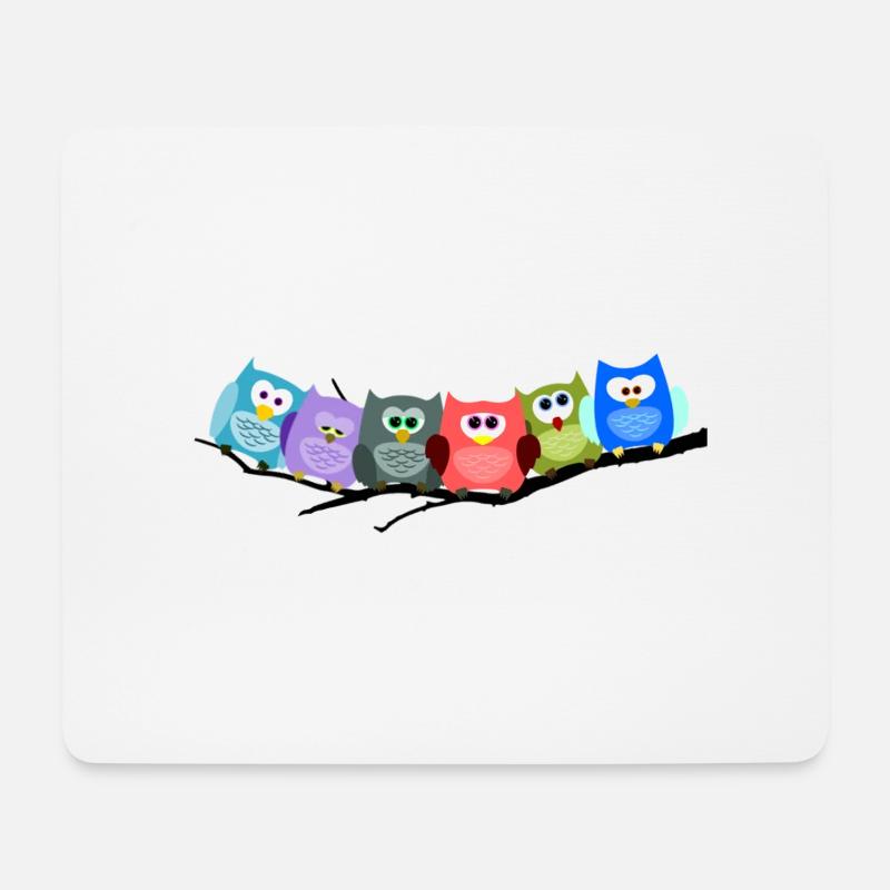 Cooles buntes Eulen Motiv - Mousepad (Querformat) - Weiß