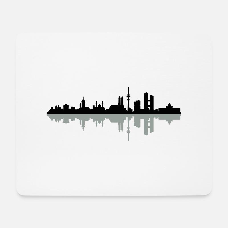 Skyline München - Mousepad (Querformat) - Weiß