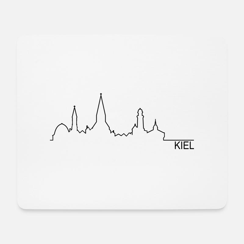 Skyline Kiel Silhouette Name - Mousepad (Querformat) - Weiß