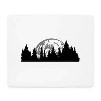 lune nuit pleine lune réglage arbre forêt conifère - Tapis de souris (format paysage) - blanc - Devant