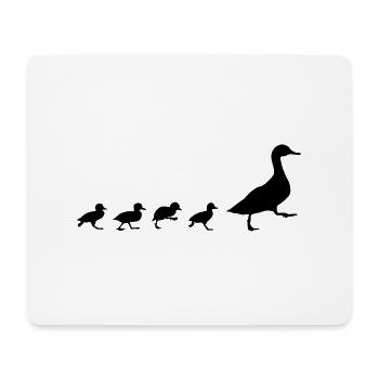 Enten, Ente mit 4 Küken - Mousepad (Querformat) - Weiß - Vorne