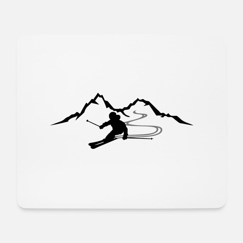 Winter - Skifahrer Berge - Mousepad (Querformat) - Weiß