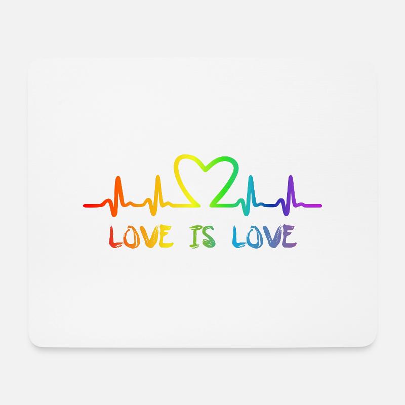LGBT Love Regenbogen Herzschlag - Mousepad (Querformat) - Weiß