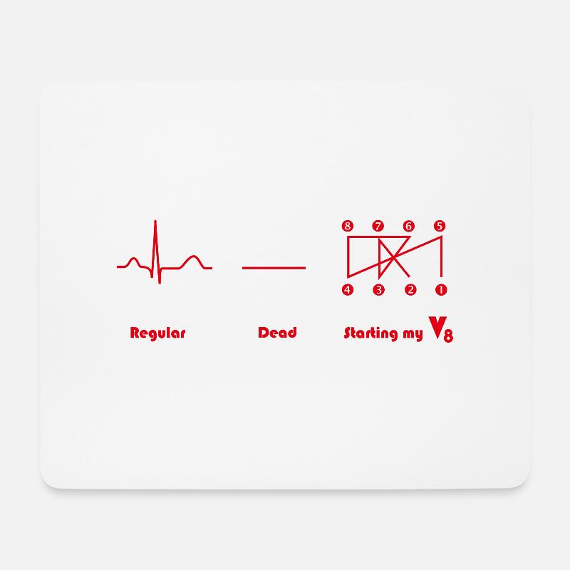 V8 engine Crossplain Heartbeat design - Mouse Pad (horizontal) - white