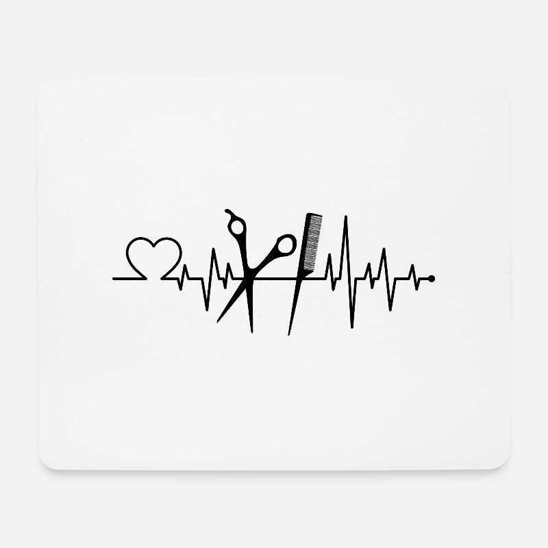 Frisör Frisur Herzschlag Haarschnitt Geschenkidee - Mousepad (Querformat) - Weiß