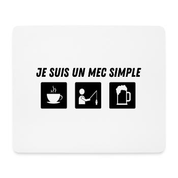 Je suis un mec simple - pêche - idée cadeau - Tapis de souris (format paysage) - blanc - Devant