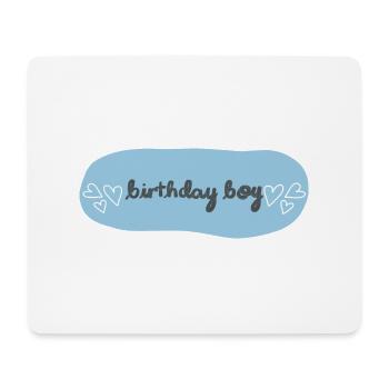Birthday Boy Schriftzug mit Herzen - Mousepad (Querformat) - Weiß - Vorne