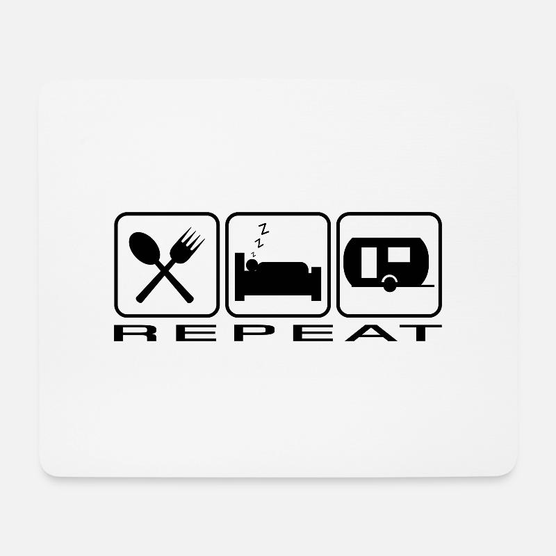 eat sleep camp repeat - Mousepad (Querformat) - Weiß