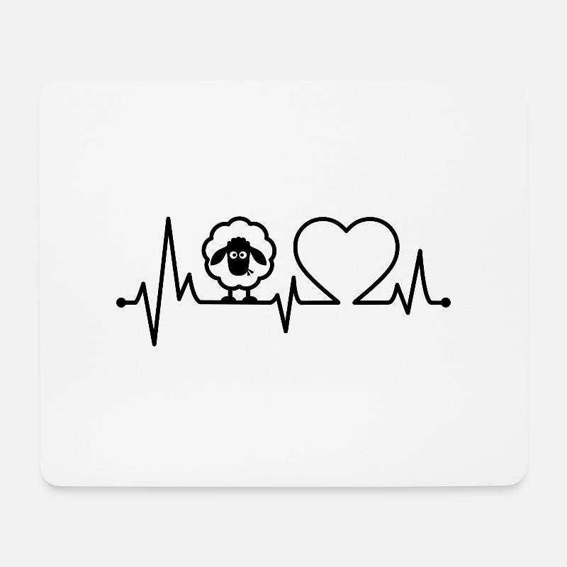 Herzschlag von Schafen - Mousepad (Querformat) - Weiß
