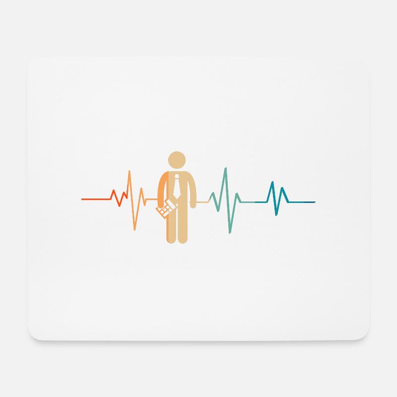 Retro-Buchhaltung Heartbeat - Mousepad (Querformat) - Weiß